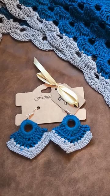 ست گوشواره و اسکارف آبی طوسی