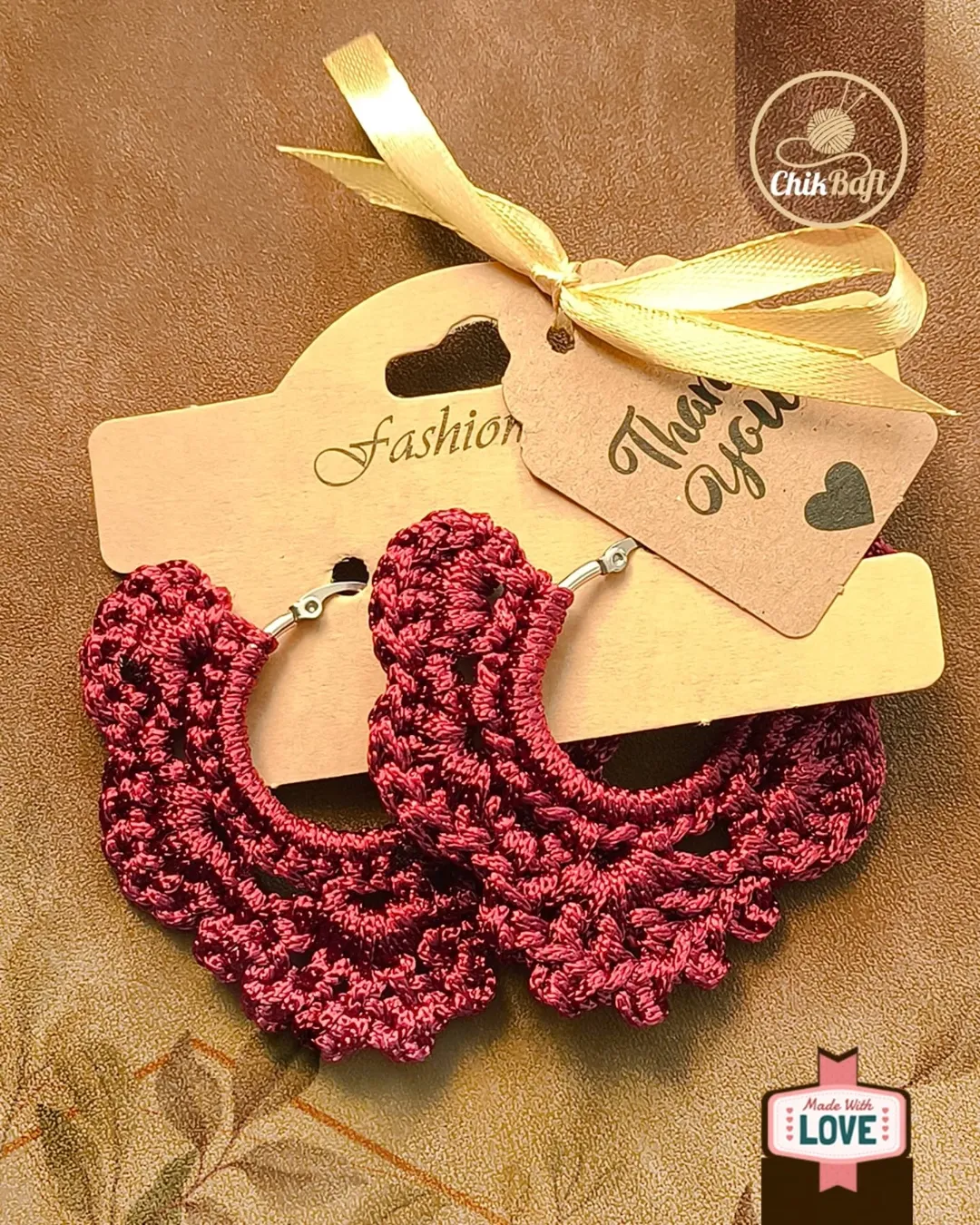 گوشواره قلاب‌بافی صدفی